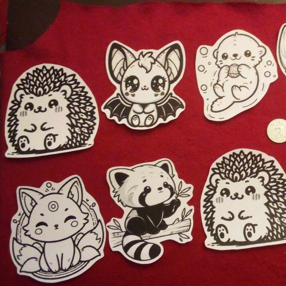 Handmade Anime Manga Cute Kawaii Chibi Animal Hedgehog Dragon Sticker Set